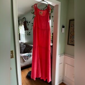 Cupio Flowy Cotton Gauzy Maxi Dress with Tie Straps